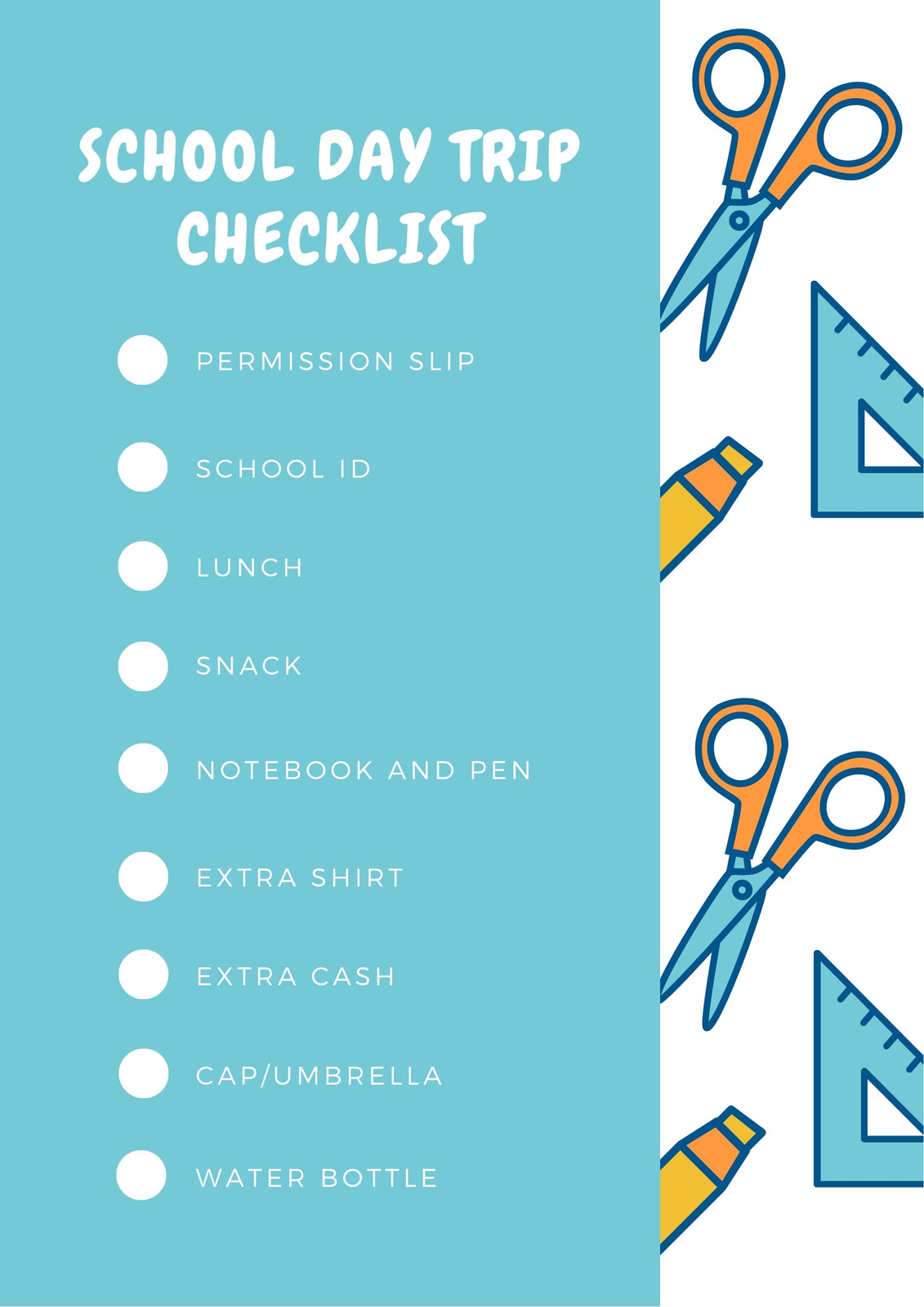 Blue and Orange School Checklist Blue and Orange School Checklist