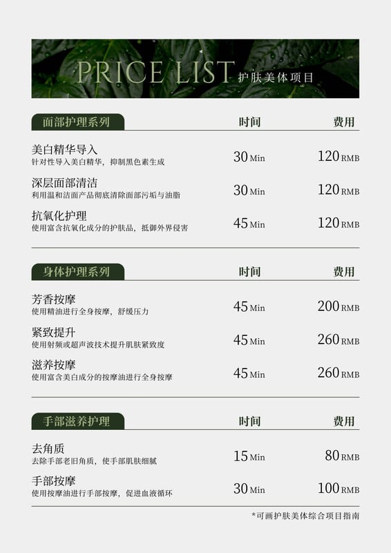 价目表_价目表制作_价目表生成器 - Canva可画